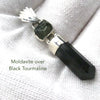 Moldavite over Black Tourmaline Crystal  Pendant | 925 Sterling Silver | Empower Physical | Intense Transformation | Genuine Gems from Crystal Heart Melbourne Australia 1986 