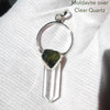 Raw Moldavite Nugget Pendant On Clear Quartz Point | 925 Sterling Silver | Genuine Gems from Crystal Heart Melbourne Australia since 1986 