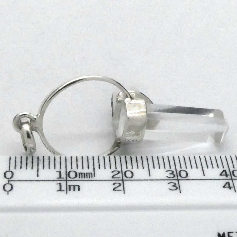 Raw Moldavite Nugget Pendant On Clear Quartz Point | 925 Sterling Silver | Genuine Gems from Crystal Heart Melbourne Australia since 1986 