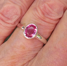 Load image into Gallery viewer, Tourmaline Ring, Pink Rubellite, Faceted Oval, 925 Sterling Silver, p1