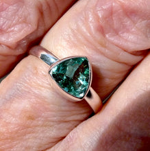 Load image into Gallery viewer, Tourmaline Ring | Faceted Trilliant | Green Blue925 Silver | US Size 7.5 | AUS Size O1/2 | Virgo Gemini Libra Taurus | Genuine Gems at Crystal Heart Melbourne est 1986