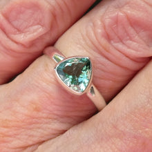 Load image into Gallery viewer, Tourmaline Ring | Faceted Trilliant | Green Blue925 Silver | US Size 8 | AUS Size P1/2 | Virgo Gemini Libra Taurus | Genuine Gems at Crystal Heart Melbourne est 1986
