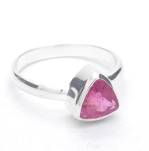 Tourmaline Ring | Faceted Trilliant | Pink Red Rubellite | 925 Silver | US Size 7.52 | AUS Size O | Virgo Gemini Libra Taurus | Genuine Gems at Crystal Heart Melbourne est 1986