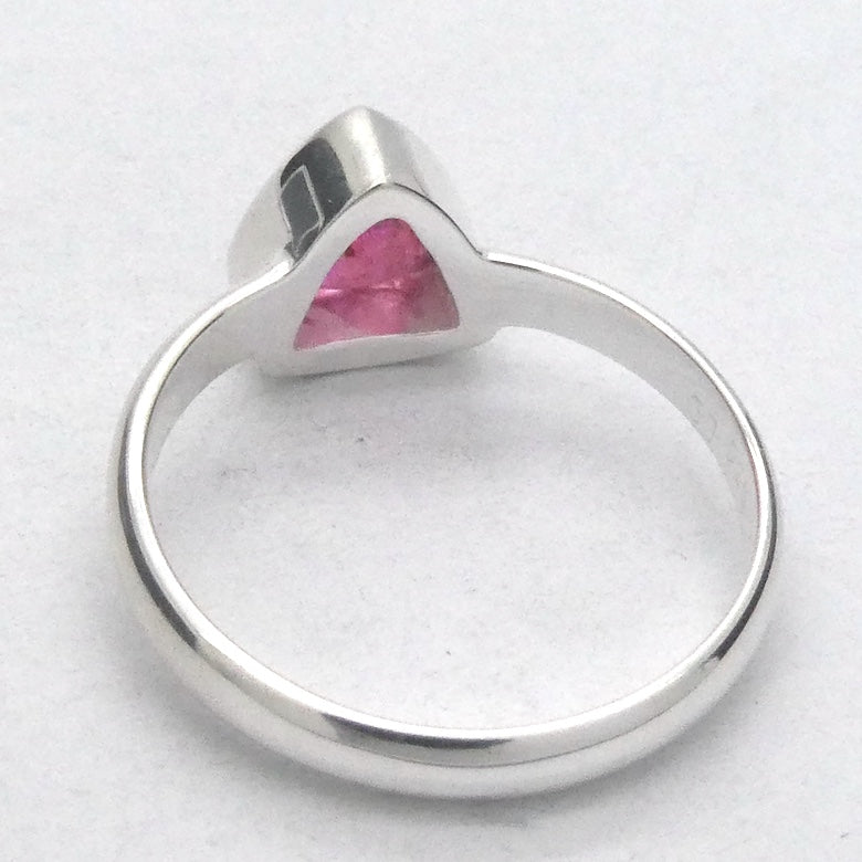Tourmaline Ring | Faceted Trilliant | Pink Red Rubellite | 925 Silver | US Size 7.52 | AUS Size O | Virgo Gemini Libra Taurus | Genuine Gems at Crystal Heart Melbourne est 1986
