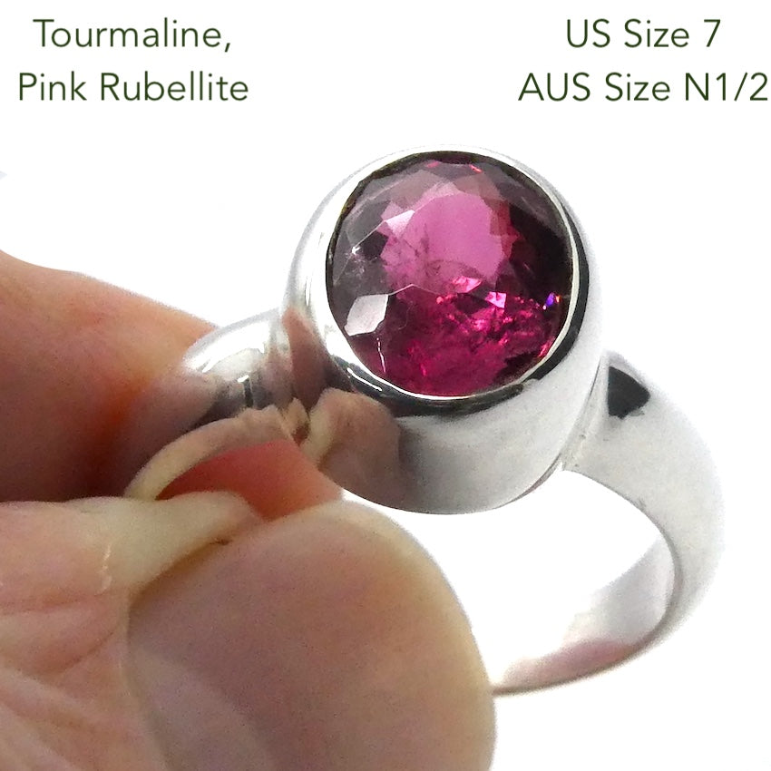 Tourmaline Ring | Faceted Oval | Pink Red Rubellite | 925 Silver | US Size 7 | AUS Size N1/2 | Virgo Gemini Libra Taurus | Genuine Gems at Crystal Heart Melbourne est 1986