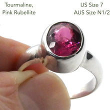 Load image into Gallery viewer, Tourmaline Ring | Faceted Oval | Pink Red Rubellite | 925 Silver | US Size 7 | AUS Size N1/2 | Virgo Gemini Libra Taurus | Genuine Gems at Crystal Heart Melbourne est 1986
