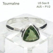 Load image into Gallery viewer, Tourmaline Ring | Faceted Trilliant | Green Blue925 Silver | US Size 8 | AUS Size P1/2 | Virgo Gemini Libra Taurus | Genuine Gems at Crystal Heart Melbourne est 1986