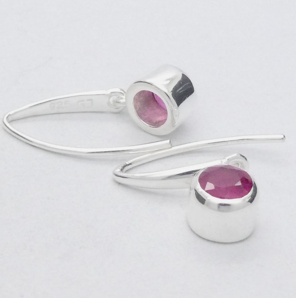 Pink Tourmaline Earring | Ruby Round Facets | 925 Sterling | Bezel Set | Love | Compassion | Self Empowerment | Genuine Gems from Crystal Heart Australia since 1986