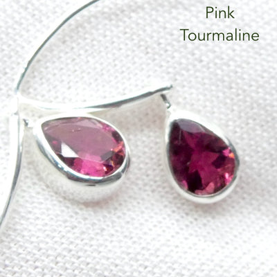 Pink Tourmaline Earring | Teardrop Faceted Gemstone | 925 Sterling | Bezel Set | Energise, Empower, Unblock | Loving Compassion | Self Empowerment | Genuine Gems from Crystal Heart Australia since 1986