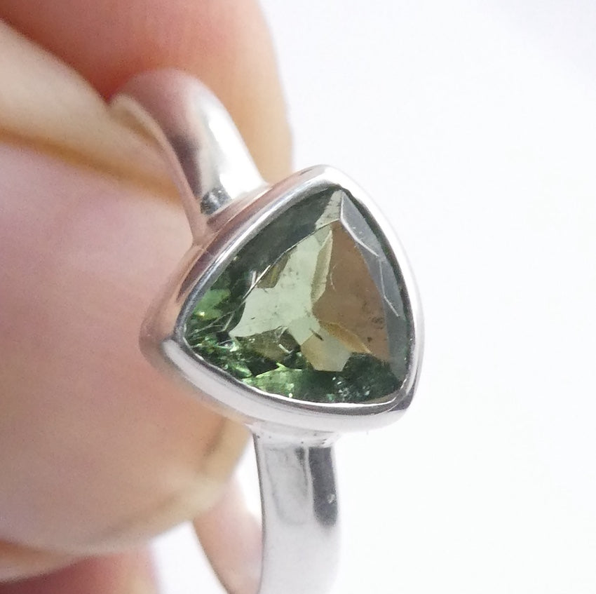 Tourmaline Ring | Faceted Trilliant | Green Blue925 Silver | US Size 8 | AUS Size P1/2 | Virgo Gemini Libra Taurus | Genuine Gems at Crystal Heart Melbourne est 1986
