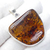 Amber Pendant | Large Freeform Cabochon  | Open Bezel Setting | 925 Sterling Silver | Genuine Gems from Crystal heart Melbourne Australia since 1986