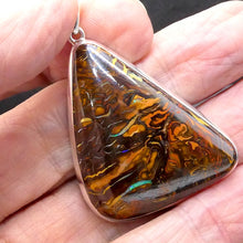Load image into Gallery viewer, Boulder Opal Pendant | 925 Sterling Silver | Australian Stone | Rich Mahogany | Bright iridescent veins | Genuine Gems from Crystal Heart Melbourne since 1986