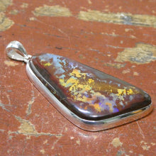 Load image into Gallery viewer, Boulder Opal Pendant | 925 Sterling Silver | Australian Stone | Rich Mahogany | Bright iridescent veins | Genuine Gems from Crystal Heart Melbourne since 1986