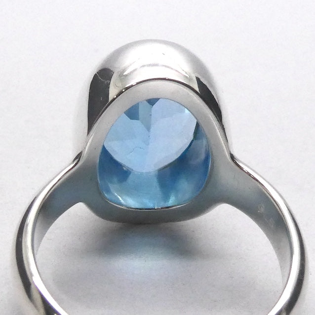 Blue Topaz Ring | AA Grade Faceted Oval | Baby Swiss  Blue | 925 Sterling Silver | US Size 8.25 | AUS Size Q | Genuine Gems, Crystal Heart Melbourne est 1986