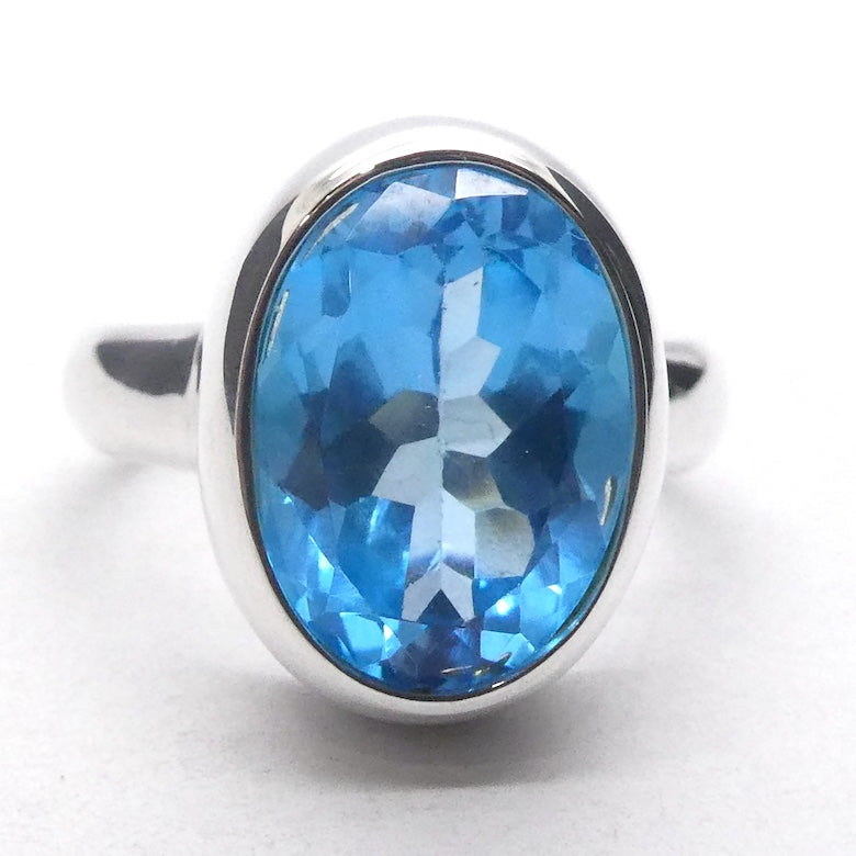 Blue Topaz Ring | AA Grade Faceted Oval | Baby Swiss  Blue | 925 Sterling Silver | US Size 8.25 | AUS Size Q | Genuine Gems, Crystal Heart Melbourne est 1986
