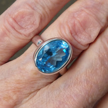 Load image into Gallery viewer, Blue Topaz Ring | AA Grade Faceted Oval | Baby Swiss  Blue | 925 Sterling Silver | US Size 8.25 | AUS Size Q | Genuine Gems, Crystal Heart Melbourne est 1986