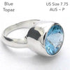 Blue Topaz Ring | AAA Grade Faceted Round | Sky Blue | 925 Sterling Silver | US Size 7.75 | AUS Size P | Genuine Gems, Crystal Heart Melbourne est 1986