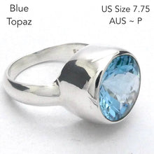 Load image into Gallery viewer, Blue Topaz Ring | AAA Grade Faceted Round | Sky Blue | 925 Sterling Silver | US Size 7.75 | AUS Size P | Genuine Gems, Crystal Heart Melbourne est 1986
