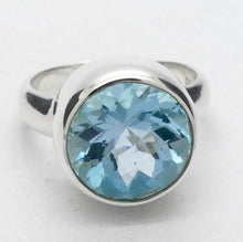 Load image into Gallery viewer, Blue Topaz Ring | AAA Grade Faceted Round | Sky Blue | 925 Sterling Silver | US Size 7.75 | AUS Size P | Genuine Gems, Crystal Heart Melbourne est 1986