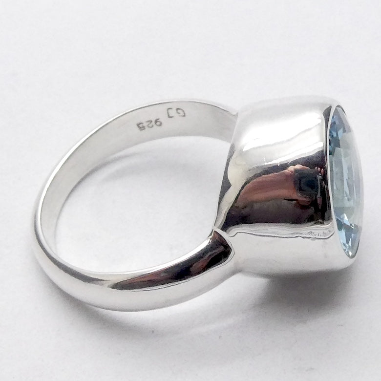 Blue Topaz Ring | AAA Grade Faceted Round | Sky Blue | 925 Sterling Silver | US Size 7.75 | AUS Size P | Genuine Gems, Crystal Heart Melbourne est 1986