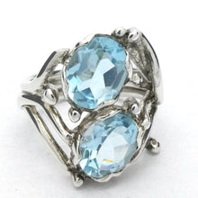 Load image into Gallery viewer, Blue Topaz Ring | Two Faceted Ovals | Flawless Sky Blue | 925 Sterling Silver | Organic setting | US Size 8.75 | AUS Size R | Genuine Gems, Crystal Heart Melbourne est 1986
