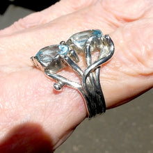Load image into Gallery viewer, Blue Topaz Ring | Two Faceted Ovals | Flawless Sky Blue | 925 Sterling Silver | Organic setting | US Size 8.75 | AUS Size R | Genuine Gems, Crystal Heart Melbourne est 1986