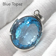 Load image into Gallery viewer, Blue Topaz Pendant | Large Faceted Oval | Flawless light Swiss Blue | 925 Sterling Silver | Uplift Spirit | Clear Mental Fatigue | Crystal Heart Melbourne Australia since 1986