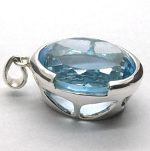 Load image into Gallery viewer, Blue Topaz Pendant | Large Faceted Oval | Flawless light Swiss Blue | 925 Sterling Silver | Uplift Spirit | Clear Mental Fatigue | Crystal Heart Melbourne Australia since 1986