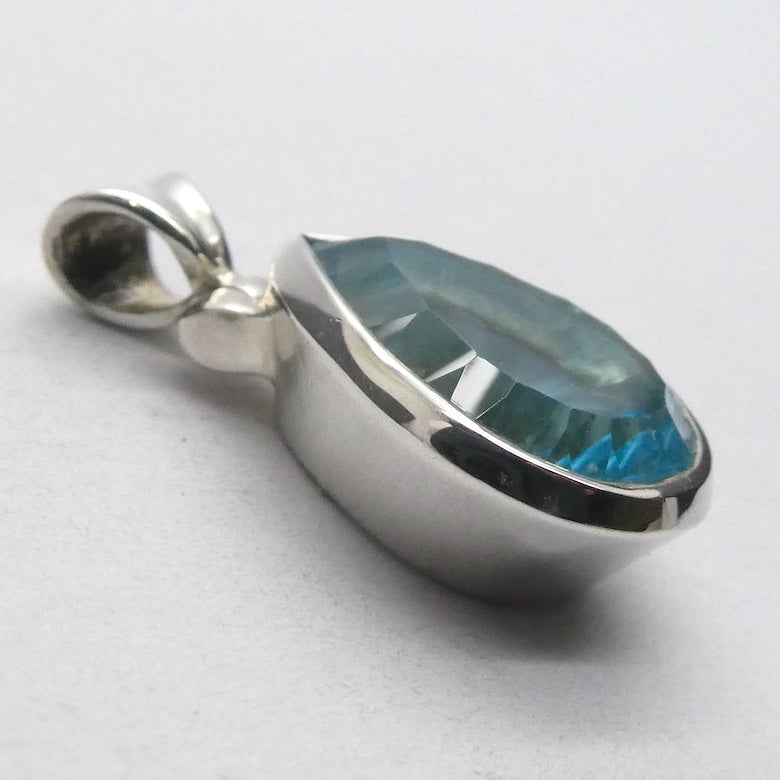 Blue Topaz Pendant | Flawless Faceted Teardrop | 925 Sterling Silver | Uplift Spirit | Clear Mental Fatigue | Crystal Heart Melbourne Australia since 1986