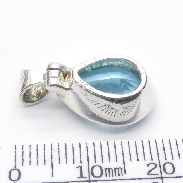 Blue Topaz Pendant | Flawless Faceted Teardrop | 925 Sterling Silver | Uplift Spirit | Clear Mental Fatigue | Crystal Heart Melbourne Australia since 1986