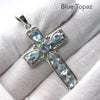 Blue Topaz Bejewelled Cross Pendant |7 Faceted Stones | 925 Sterling Silver | Uplift Spirit | Clear Mental Fatigue | Crystal Heart Melbourne Australia since 1986