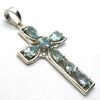 Blue Topaz Bejewelled Cross Pendant |7 Faceted Stones | 925 Sterling Silver | Uplift Spirit | Clear Mental Fatigue | Crystal Heart Melbourne Australia since 1986