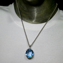 Load image into Gallery viewer, Blue Topaz Pendant | Large Faceted Oval | Flawless light Swiss Blue | 925 Sterling Silver | Uplift Spirit | Clear Mental Fatigue | Crystal Heart Melbourne Australia since 1986