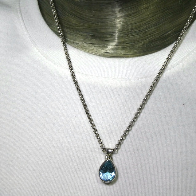 Blue Topaz Pendant | Flawless Faceted Teardrop | 925 Sterling Silver | Uplift Spirit | Clear Mental Fatigue | Crystal Heart Melbourne Australia since 1986