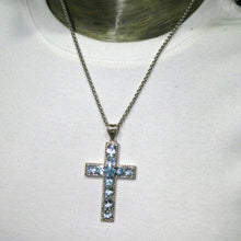 Load image into Gallery viewer, Blue Topaz Bejewelled Cross Pendant | 10 Faceted Stones | 925 Sterling Silver | Uplift Spirit | Clear Mental Stress 7 Fatigue | Crystal Heart Australia est 1986