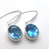 Blue Topaz Earrings, Swiss Blue, Faceted Ovals, 925 Sterling Silver, p1
