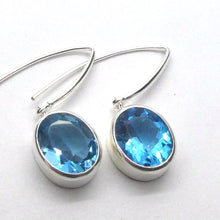 Load image into Gallery viewer, Blue Topaz Earrings, Swiss Blue, Faceted Ovals, 925 Sterling Silver, p1