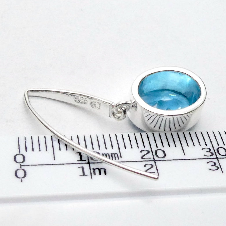 Blue Topaz Earrings, Swiss Blue, Faceted Ovals, 925 Sterling Silver, p1