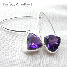 Load image into Gallery viewer, Amethyst Earring | Fine 925 Silver | Faceted Trilliants | Spritual Vision | Balance &amp; Purify | Relieve Mental Stress |  Genuine Gems from Crystal Heart est 1986