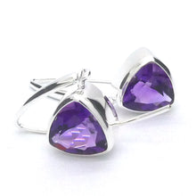 Load image into Gallery viewer, Amethyst Earring | Fine 925 Silver | Faceted Trilliants | Spritual Vision | Balance &amp; Purify | Relieve Mental Stress |  Genuine Gems from Crystal Heart est 1986