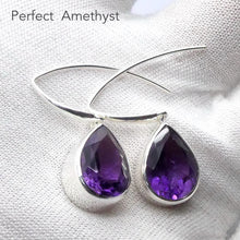 Load image into Gallery viewer, Amethyst Earring | Fine 925 Silver | Faceted Teardrops | Spritual Vision | Balance &amp; Purify | Relieve Mental Stress |  Genuine Gems from Crystal Heart est 1986