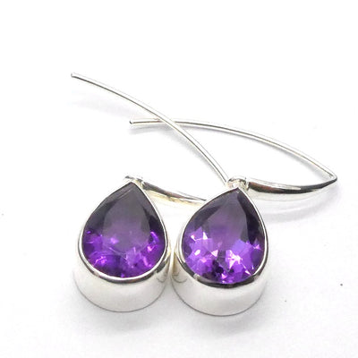 Amethyst Earring | Fine 925 Silver | Faceted Teardrops | Spritual Vision | Balance & Purify | Relieve Mental Stress |  Genuine Gems from Crystal Heart est 1986