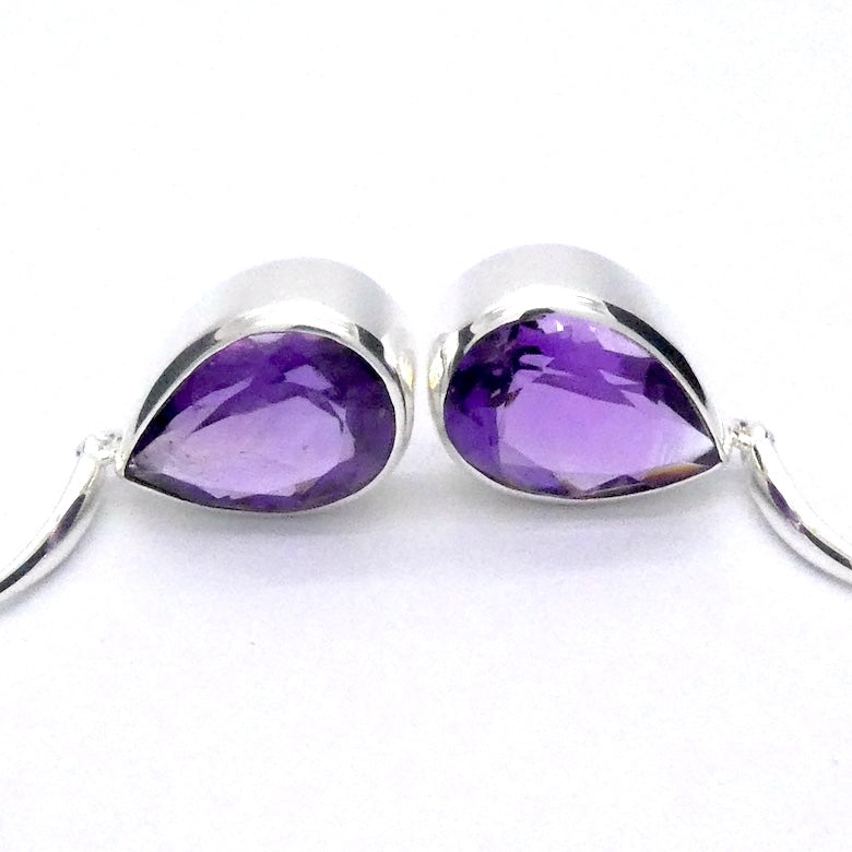Amethyst Earring | Fine 925 Silver | Faceted Teardrops | Spritual Vision | Balance & Purify | Relieve Mental Stress |  Genuine Gems from Crystal Heart est 1986