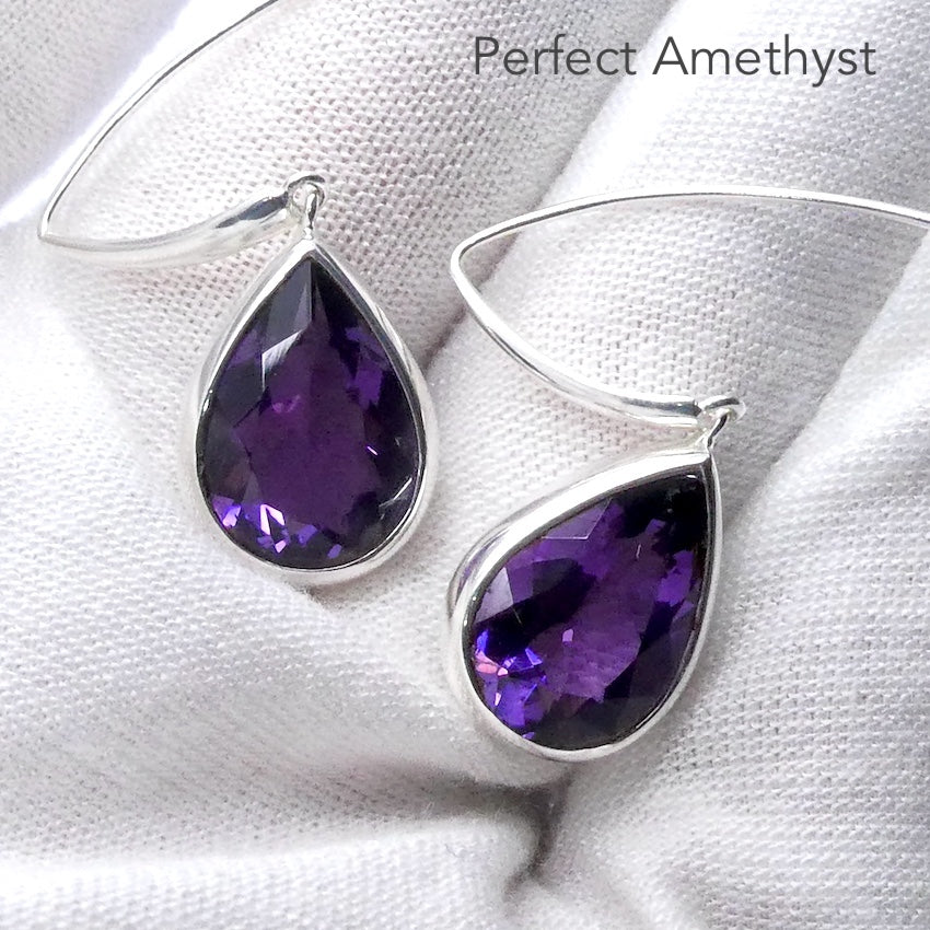 Amethyst Earrings AAA Quality Trilliants, 925 Silver, p3