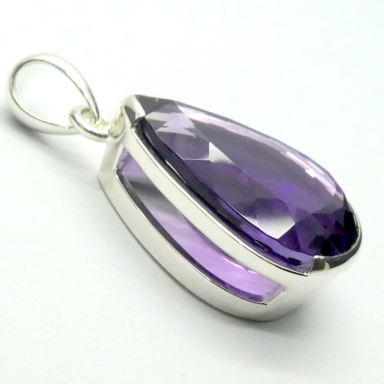 Amethyst Pendant | Fine 925 Silver | Large Faceted Teardrop | AAA | Spritual Vision | Balance & Purify | Relieve Mental Stress | Genuine Gems from Crystal Heart est 1986