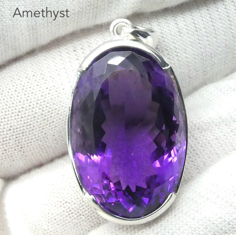 Amethyst Earring | Fine 925 Silver | Faceted Oval | Spritual Vision | Balance & Purify | Relieve Mental Stress |  Genuine Gems from Crystal Heart est 1986
