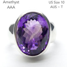 Load image into Gallery viewer, Amethyst Ring | Faceted Oval | AAA Grade | 925 Sterling Silver| US Size 10 | Aus Size T | Quality Silver Work | Genuine Gems from Crystal Heart Melbourne est 1986