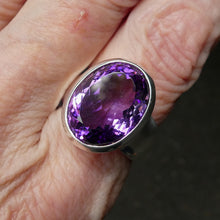 Load image into Gallery viewer, Amethyst Ring | Faceted Oval | AAA Grade | 925 Sterling Silver| US Size 10 | Aus Size T | Quality Silver Work | Genuine Gems from Crystal Heart Melbourne est 1986
