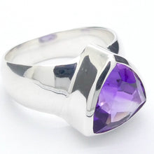 Load image into Gallery viewer, Amethyst Ring | Faceted Trilliant | AAA Grade | 925 Sterling | US Size 9.75 | Aus Size T | Quality Silver Work | Genuine Gems at Crystal Heart Melbourne est 1986