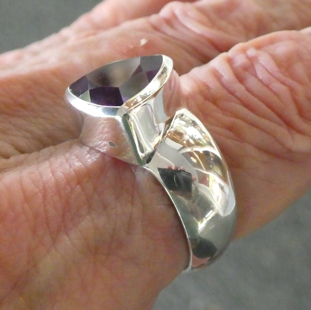 Amethyst Ring | Faceted Trilliant | AAA Grade | 925 Sterling | US Size 9.75 | Aus Size T | Quality Silver Work | Genuine Gems at Crystal Heart Melbourne est 1986